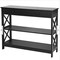 3 Tier Narrow Entryway End Sofa Table w/Storage Drawer Black Wood Console Table